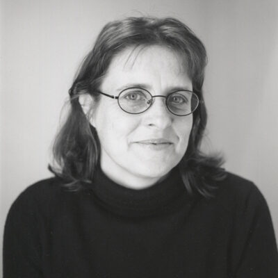 a black and white photo of Paula Green