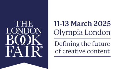 the London Book Fair logo, featuring the dates 11–13 March 2025, Olympia London, and the theme: defining the future of creative content