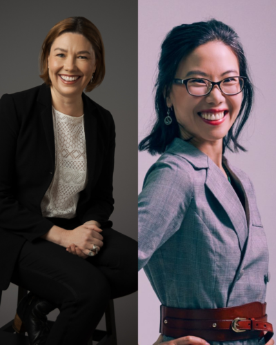 side by side portrait of Andra Putnis and Qin Qin