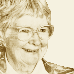 a sepia portrait of Gwen Harwood