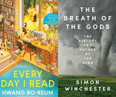a composite image of two book covers: Every Day I read and The breath of the gods